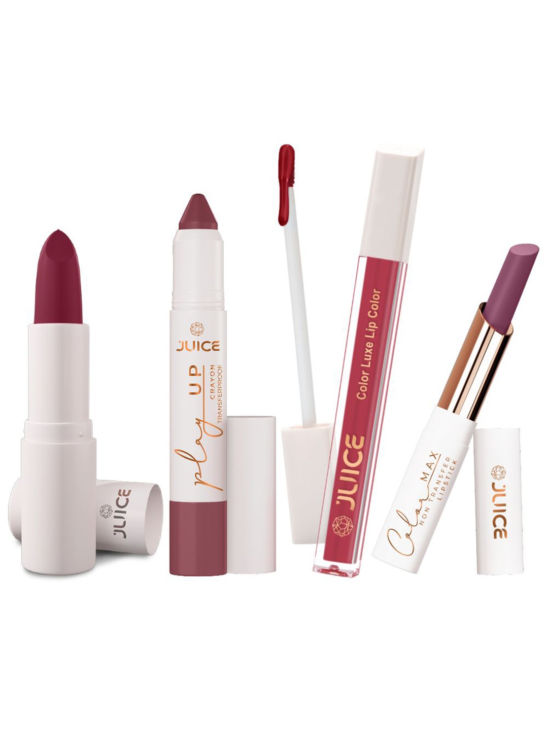 JUICE Set Of 4 Play Up Color Luxe Color Max Long Lasting Lipstick-11.8g-M08-MCR05-M13- M17, Pink
JUICE Set Of 4 Play Up Color Luxe Color Max Long Lasting Lipstick-11.8g-M08-MCR05-M13- M17, Pink