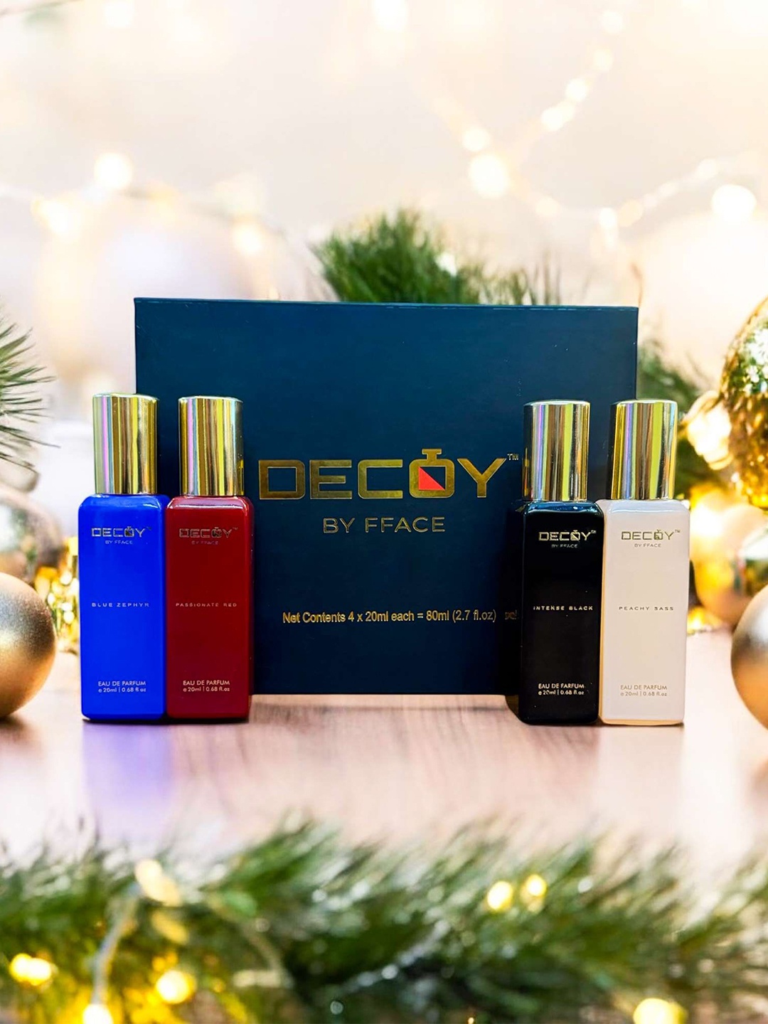 DECOY Set Of 4 Blue Zephyr, Passionate Red, Intense Black & Peachy Saas EDP - 20 ml Each
DECOY Set Of 4 Blue Zephyr, Passionate Red, Intense Black & Peachy Saas EDP - 20 ml Each