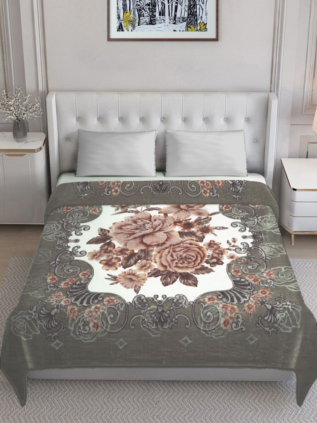 KLOTTHE Brown Floral 1200 GSM Woollen Heavy Winter 3 Layers King Double Bed Blanket
KLOTTHE Brown Floral 1200 GSM Woollen Heavy Winter 3 Layers King Double Bed Blanket
