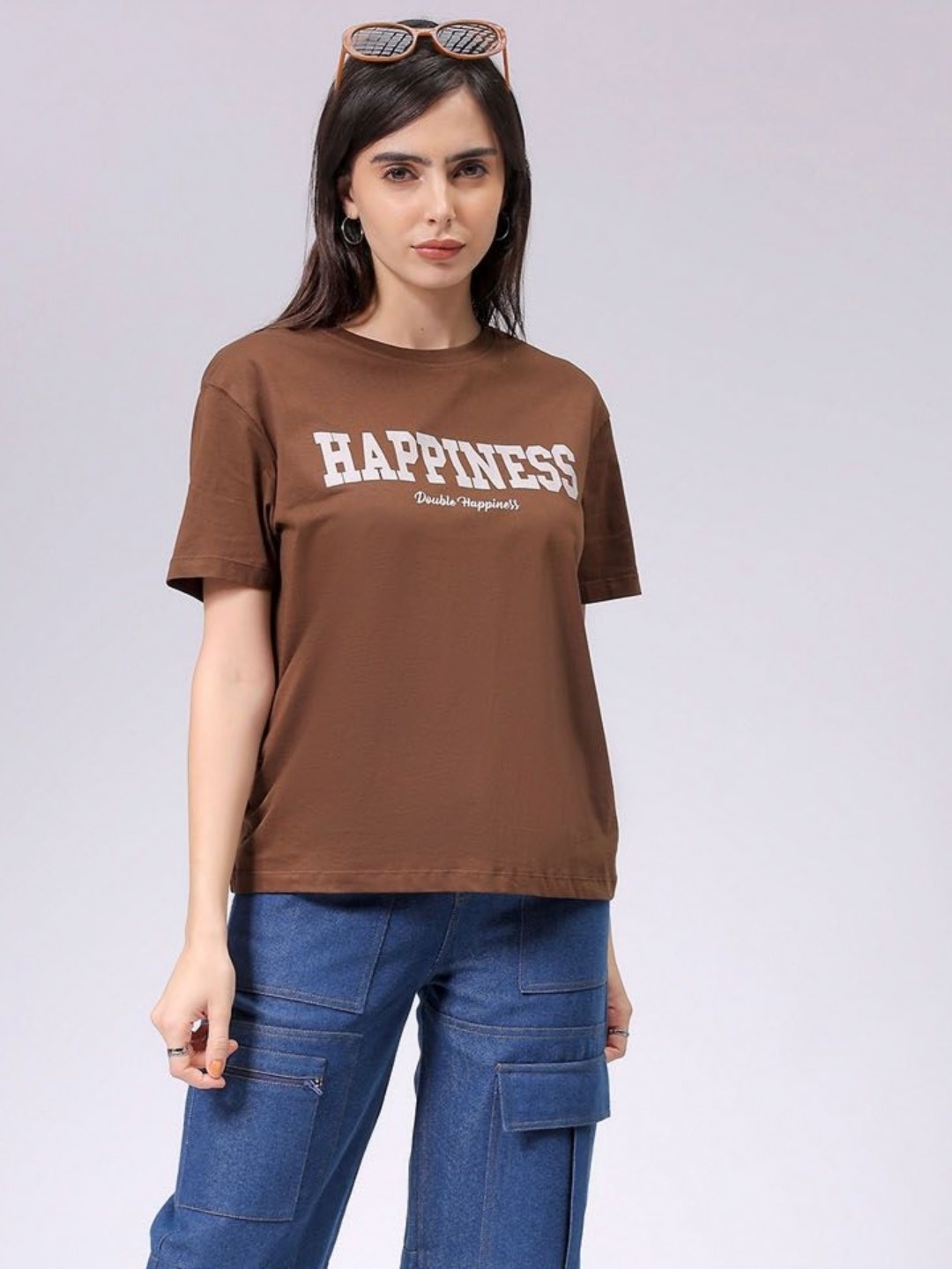 Freehand by The Indian Garage Co Women Typography Printed Cotton Relaxed Fit T-shirt, Brown
Freehand by The Indian Garage Co Women Typography Printed Cotton Relaxed Fit T-shirt, Brown