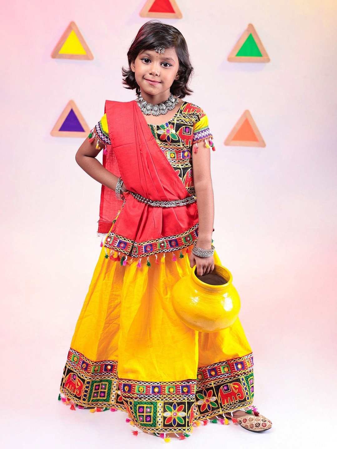 BANJARA INDIA Girls Embroidered Ready to Wear Cotton Lehenga With Blouse & Dupatta, Yellow
BANJARA INDIA Girls Embroidered Ready to Wear Cotton Lehenga With Blouse & Dupatta, Yellow