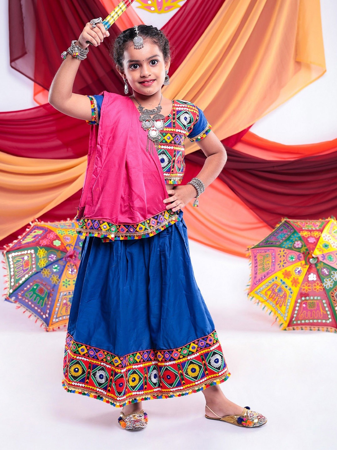 BANJARA INDIA Girls Embroidered Ready to Wear Cotton Lehenga With Blouse & Dupatta, Blue
BANJARA INDIA Girls Embroidered Ready to Wear Cotton Lehenga With Blouse & Dupatta, Blue