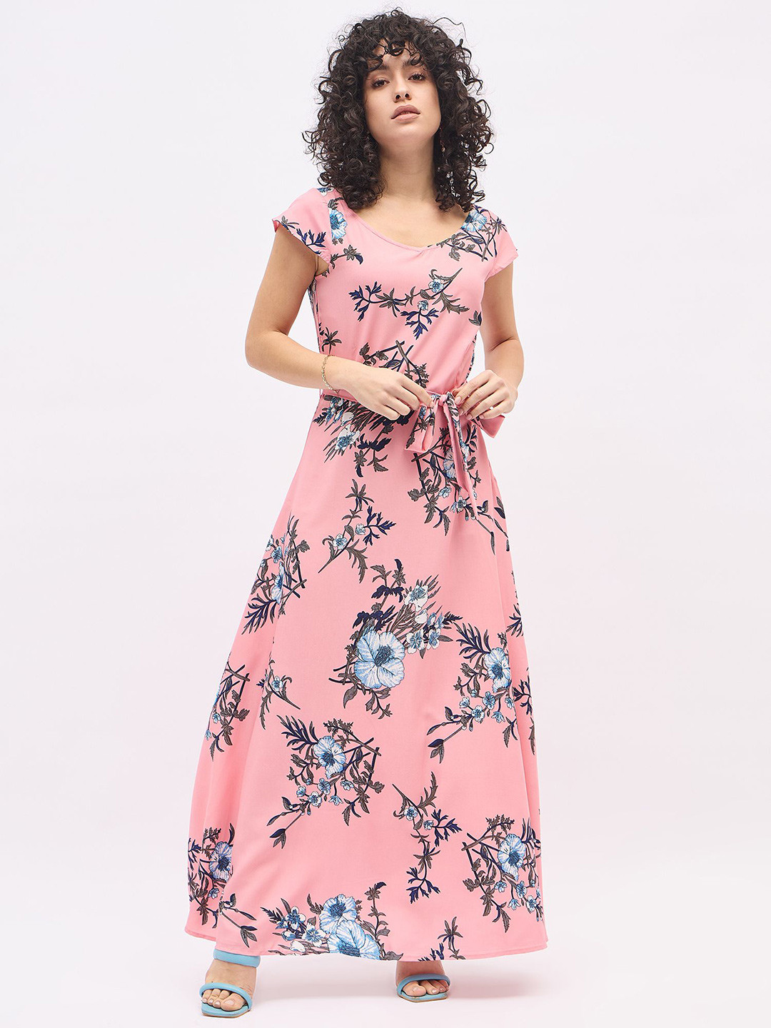 DressBerry Women Floral Printed Maxi Dress, Pink 
DressBerry Women Floral Printed Maxi Dress, Pink