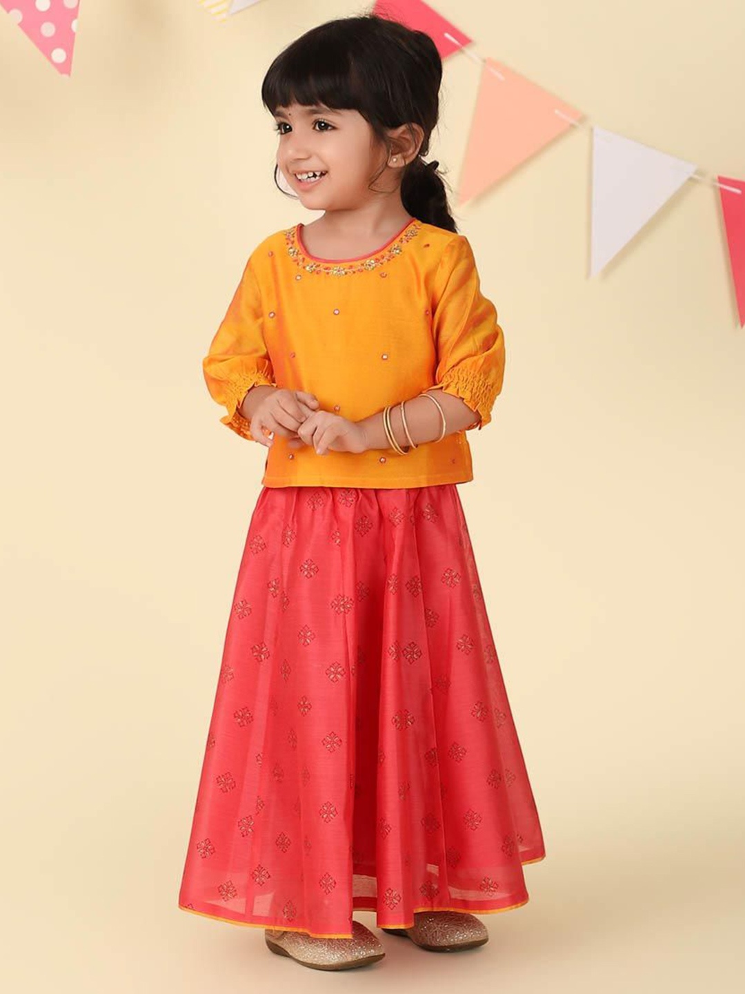 Fabindia Girls Floral Embroidered Round Neck Sequinned Cotton Silk Lehenga With Blouse, Pink
Fabindia Girls Floral Embroidered Round Neck Sequinned Cotton Silk Lehenga With Blouse, Pink