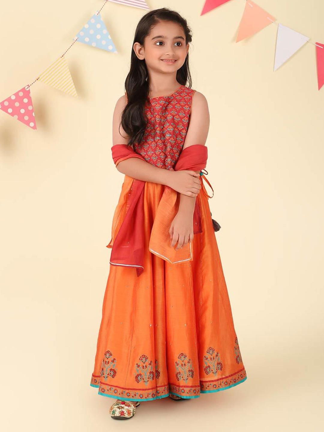 Fabindia Girls Printed Ready to Wear Cotton Silk Lehenga & Blouse With Dupatta, Orange
Fabindia Girls Printed Ready to Wear Cotton Silk Lehenga & Blouse With Dupatta, Orange
