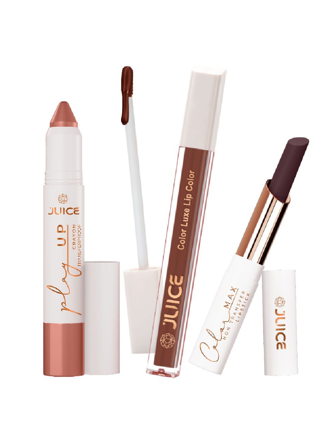 JUICE Set Of 3 Long Lasting Lipstick - 7.8 gm -Keep It Profesh -Dark Brown-Mulled Wine
JUICE Set Of 3 Long Lasting Lipstick - 7.8 gm -Keep It Profesh -Dark Brown-Mulled Wine