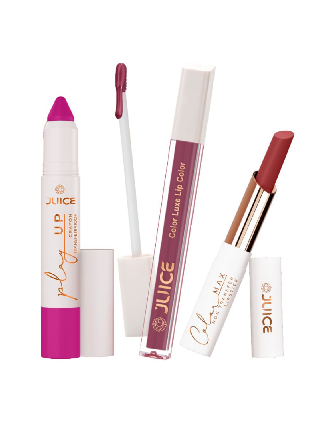JUICE Set Of 3 Color Luxe Color Max Play Up Lipstick -7.8 g -Shade- 07 -17- 03, Mauve
JUICE Set Of 3 Color Luxe Color Max Play Up Lipstick -7.8 g -Shade- 07 -17- 03, Mauve
