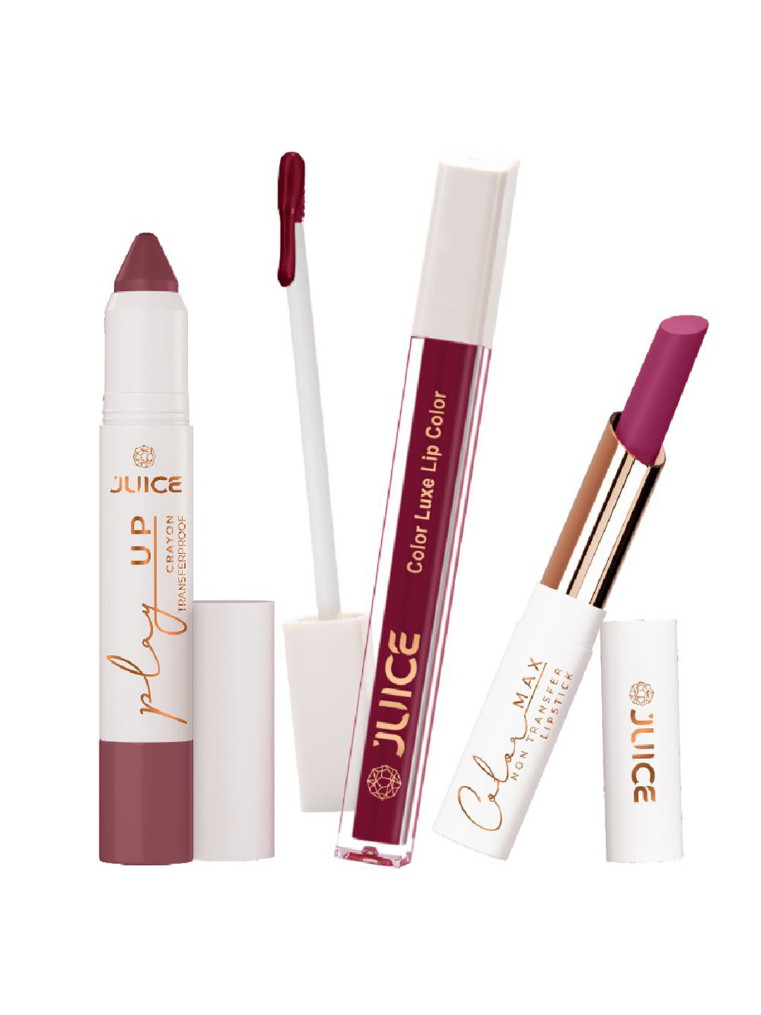 JUICE Set Of 3 Color Luxe Color Max & Play Up Lipsticks - 7.8 g - MCR05 - M15 - M05, Brown
JUICE Set Of 3 Color Luxe Color Max & Play Up Lipsticks - 7.8 g - MCR05 - M15 - M05, Brown