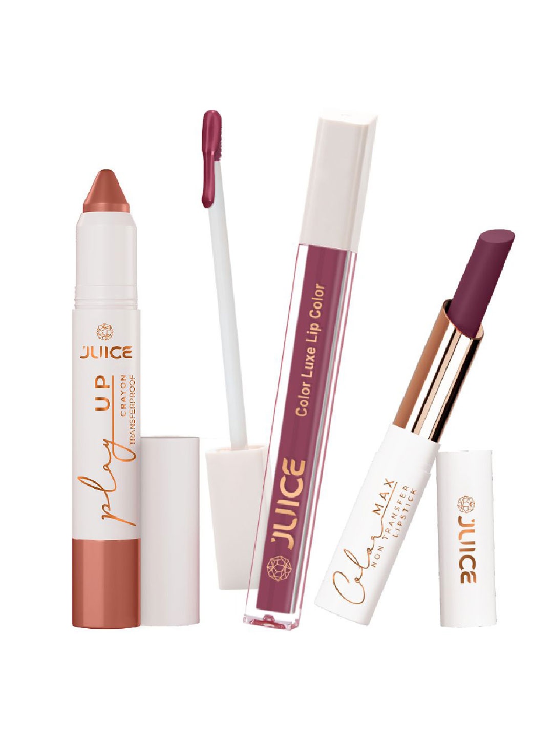 JUICE Set Of 3 Color Luxe Color Max Play Up Lipstick -7.8 g - MCR01 - M17 - M13, Brown
JUICE Set Of 3 Color Luxe Color Max Play Up Lipstick -7.8 g - MCR01 - M17 - M13, Brown