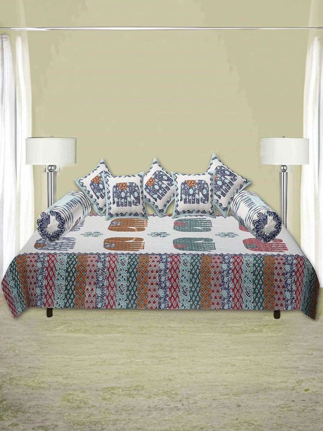 Trance Home Linen Blue & Red 8 Pieces 108 TC Pure Cotton Jaipuri Printed Diwan Set
Trance Home Linen Blue & Red 8 Pieces 108 TC Pure Cotton Jaipuri Printed Diwan Set