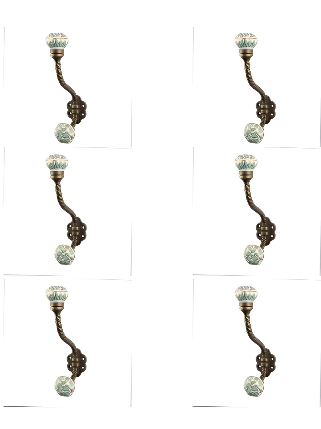 IndianShelf Bronze-Toned & White 6 Pieces Abstract Printed Ceramic Robe Wall Hooks
IndianShelf Bronze-Toned & White 6 Pieces Abstract Printed Ceramic Robe Wall Hooks