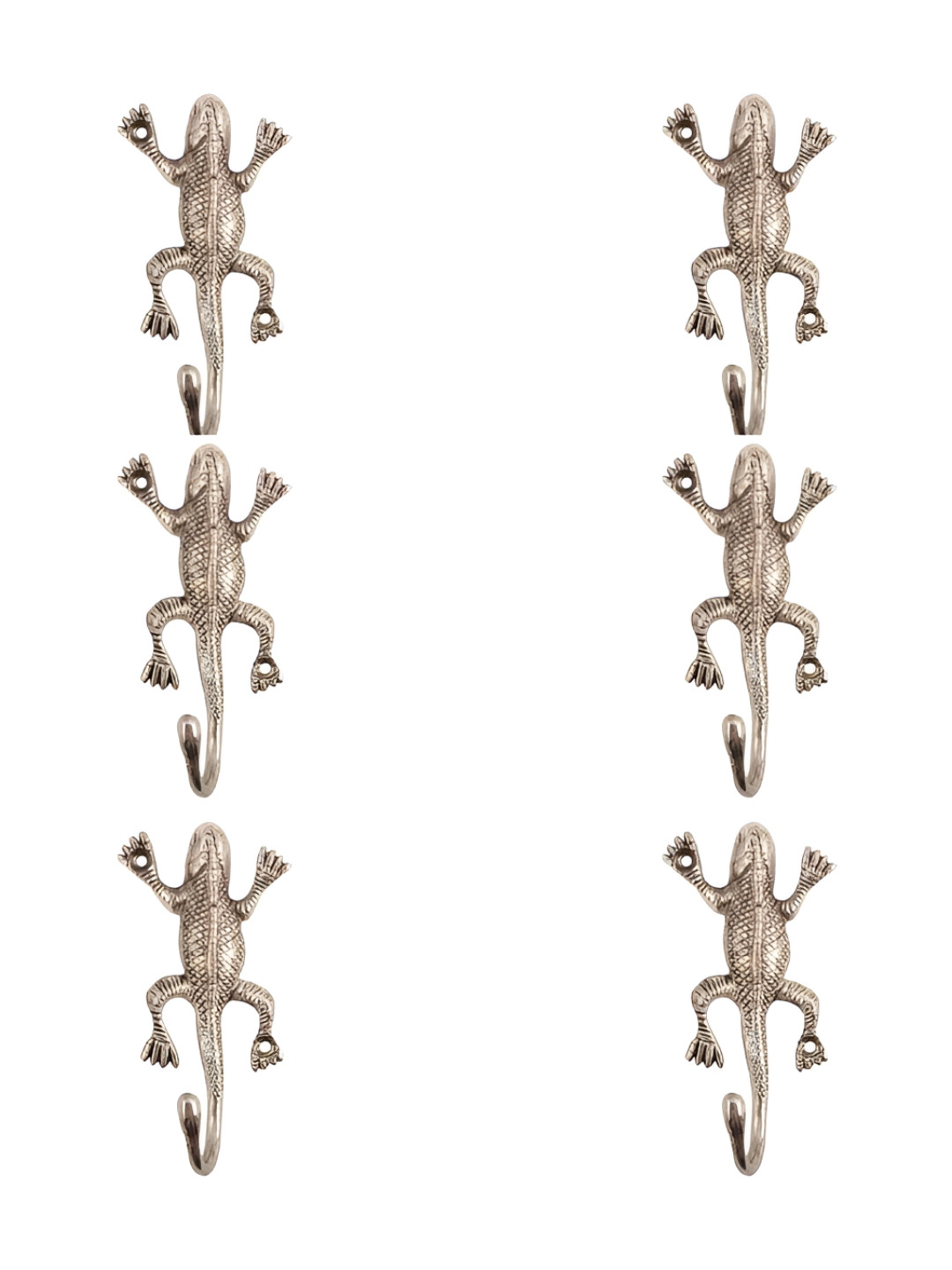 IndianShelf Silver-Toned 6 Pieces Lizard Aluminium Wall Hooks 
IndianShelf Silver-Toned 6 Pieces Lizard Aluminium Wall Hooks
