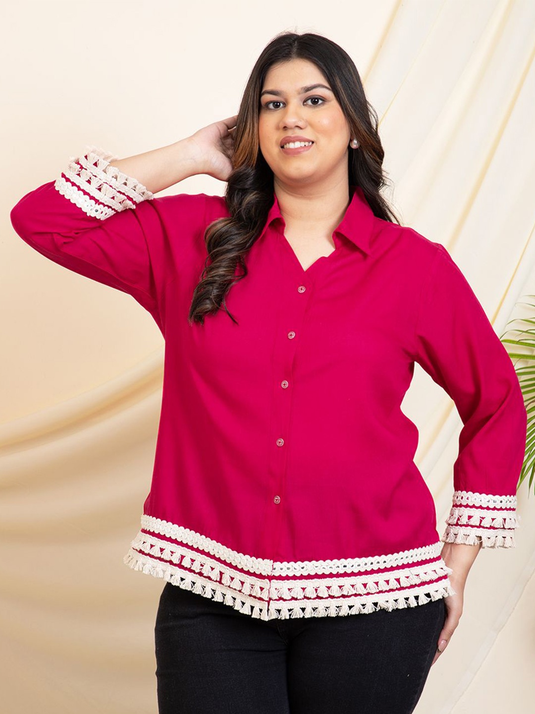 DEEBACO Women Plus Size Relaxed Spread Collar Solid Relaxed Fit Casual Shirt, Magenta
DEEBACO Women Plus Size Relaxed Spread Collar Solid Relaxed Fit Casual Shirt, Magenta