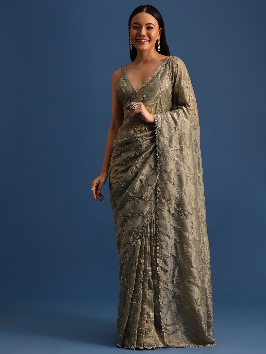 KALKI Fashion Floral Beads and Stones Embroidered Saree With Unstitched Blouse, Grey
KALKI Fashion Floral Beads and Stones Embroidered Saree With Unstitched Blouse, Grey