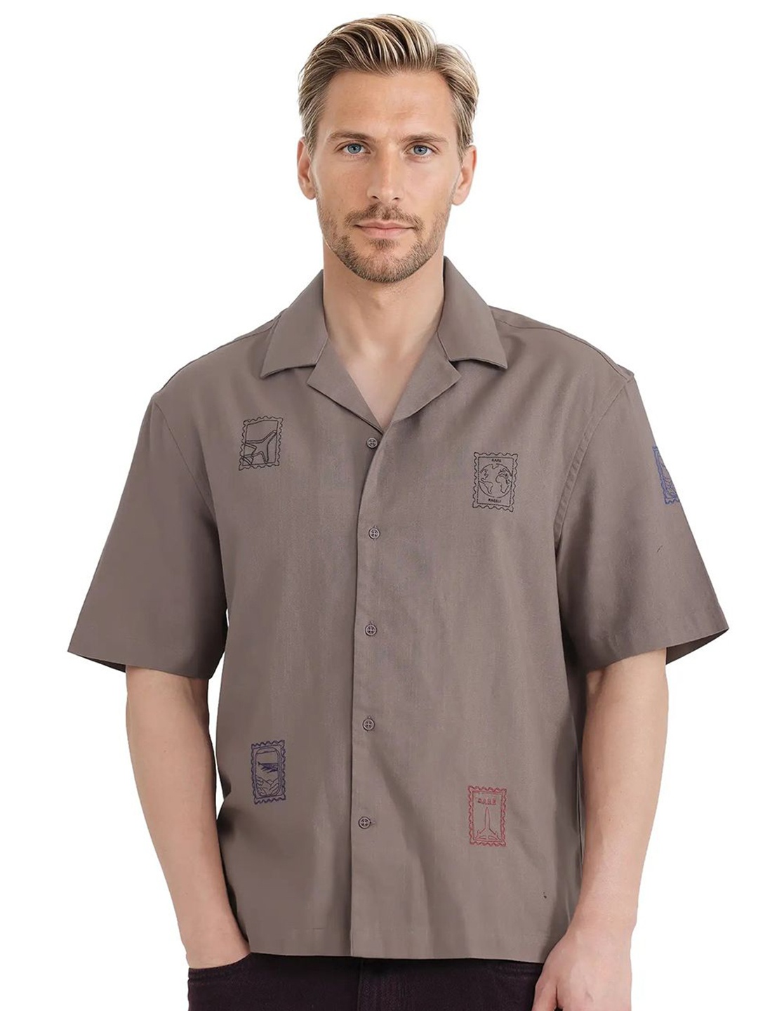 RARE RABBIT Men Comfort Cuban Collar Solid Cotton Relaxed Fit Casual Shirt, Brown
RARE RABBIT Men Comfort Cuban Collar Solid Cotton Relaxed Fit Casual Shirt, Brown