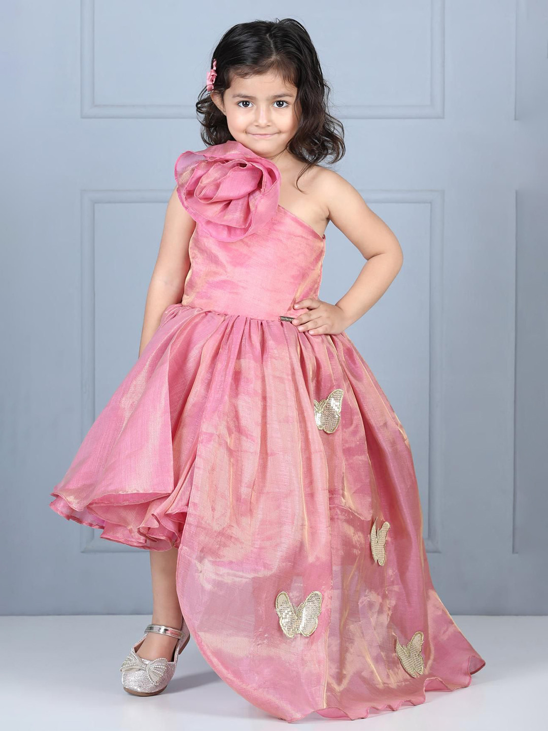 THE LITTLE CELEBS Organic Cotton A-Line Midi Dress, Pink 
THE LITTLE CELEBS Organic Cotton A-Line Midi Dress, Pink