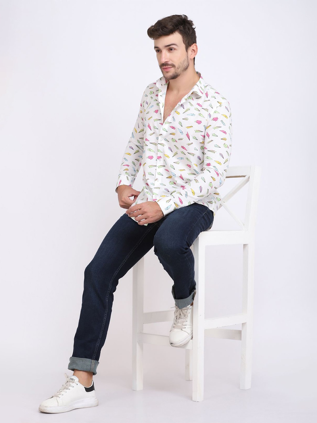Moda Rapido Men Classic Spread Collar Conversational Printed Cotton Casual Shirt, White
Moda Rapido Men Classic Spread Collar Conversational Printed Cotton Casual Shirt, White