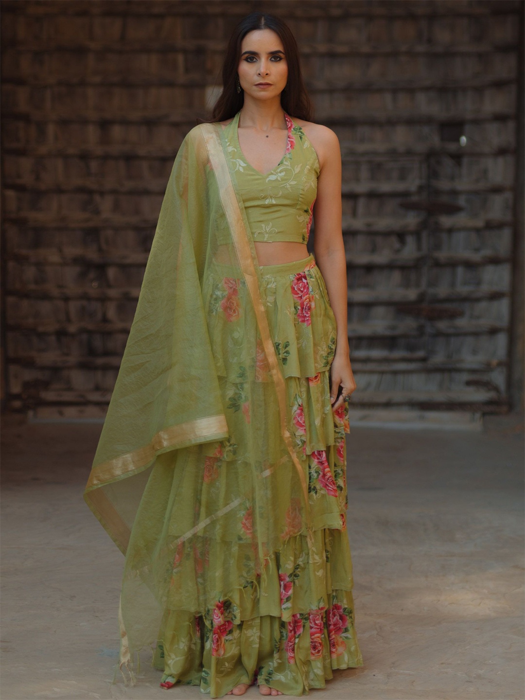 BAARO MASI Floral Printed Sequinned Ready to Wear Lehenga & Blouse With Dupatta, Green
BAARO MASI Floral Printed Sequinned Ready to Wear Lehenga & Blouse With Dupatta, Green