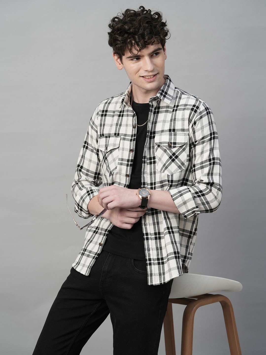 TRYBUY.IN Men Premium Spread Collar Grid Tattersall Checked Cotton Casual Shirt, White
TRYBUY.IN Men Premium Spread Collar Grid Tattersall Checked Cotton Casual Shirt, White