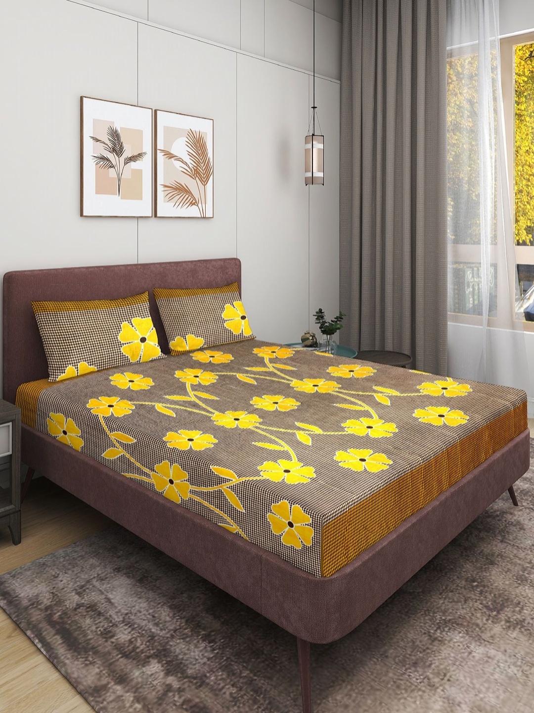 Aura Yellow & Black Floral Printed Microfiber 160 TC Queen Bedsheet Set 2.24 m x 2.24 m
Aura Yellow & Black Floral Printed Microfiber 160 TC Queen Bedsheet Set 2.24 m x 2.24 m