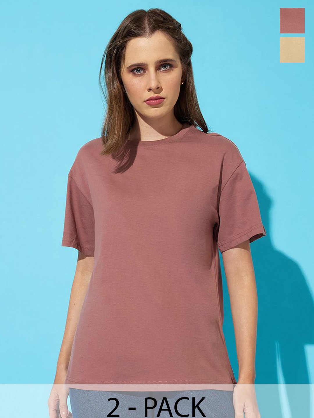 The Roadster Lifestyle Co. Women Pack Of 2 Solid Round Neck Cotton Relaxed Fit T-shirts, Nude
The Roadster Lifestyle Co. Women Pack Of 2 Solid Round Neck Cotton Relaxed Fit T-shirts, Nude