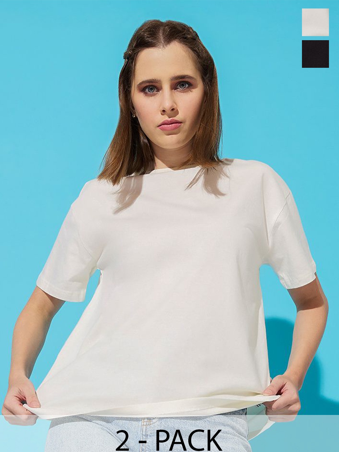 The Roadster Lifestyle Co. Women Pack Of 2 Solid Round Neck Cotton Relaxed Fit T-shirts, Cream
The Roadster Lifestyle Co. Women Pack Of 2 Solid Round Neck Cotton Relaxed Fit T-shirts, Cream