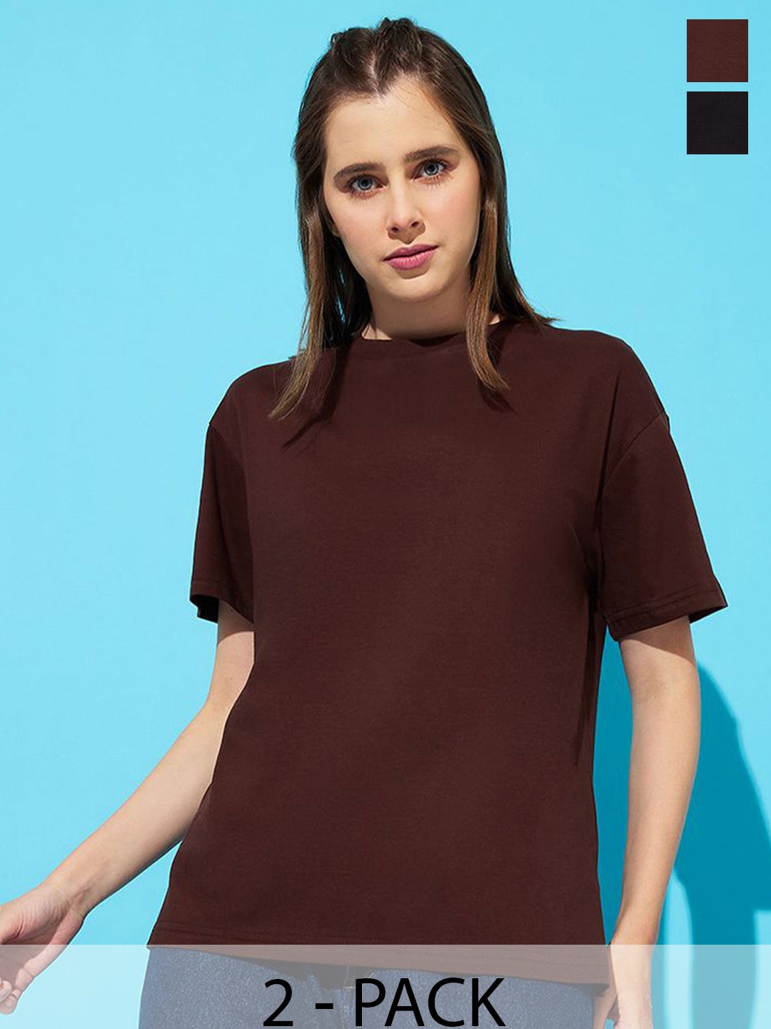 The Roadster Lifestyle Co. Women Pack Of 2 Solid Round Neck Cotton Relaxed Fit T-shirts, Black
The Roadster Lifestyle Co. Women Pack Of 2 Solid Round Neck Cotton Relaxed Fit T-shirts, Black