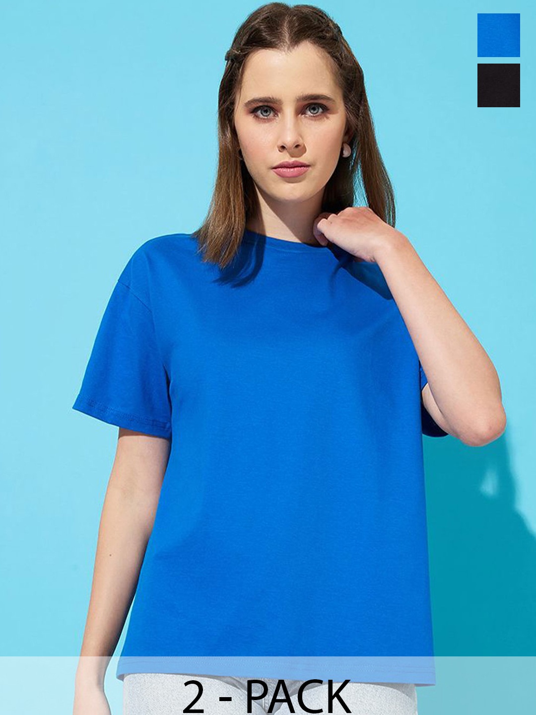 The Roadster Lifestyle Co. Women Pack Of 2 Solid Round Neck Cotton Relaxed Fit T-shirts, Black
The Roadster Lifestyle Co. Women Pack Of 2 Solid Round Neck Cotton Relaxed Fit T-shirts, Black