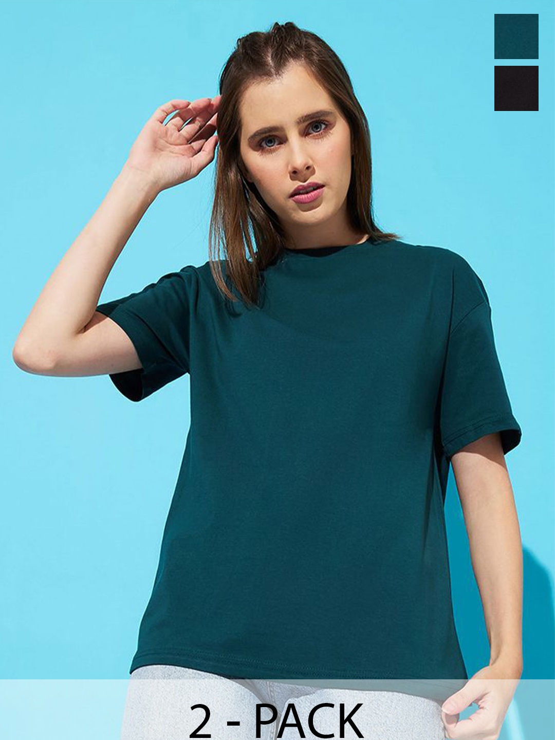 The Roadster Lifestyle Co. Women Pack Of 2 Solid Round Neck Cotton Relaxed Fit T-shirts, Black
The Roadster Lifestyle Co. Women Pack Of 2 Solid Round Neck Cotton Relaxed Fit T-shirts, Black
