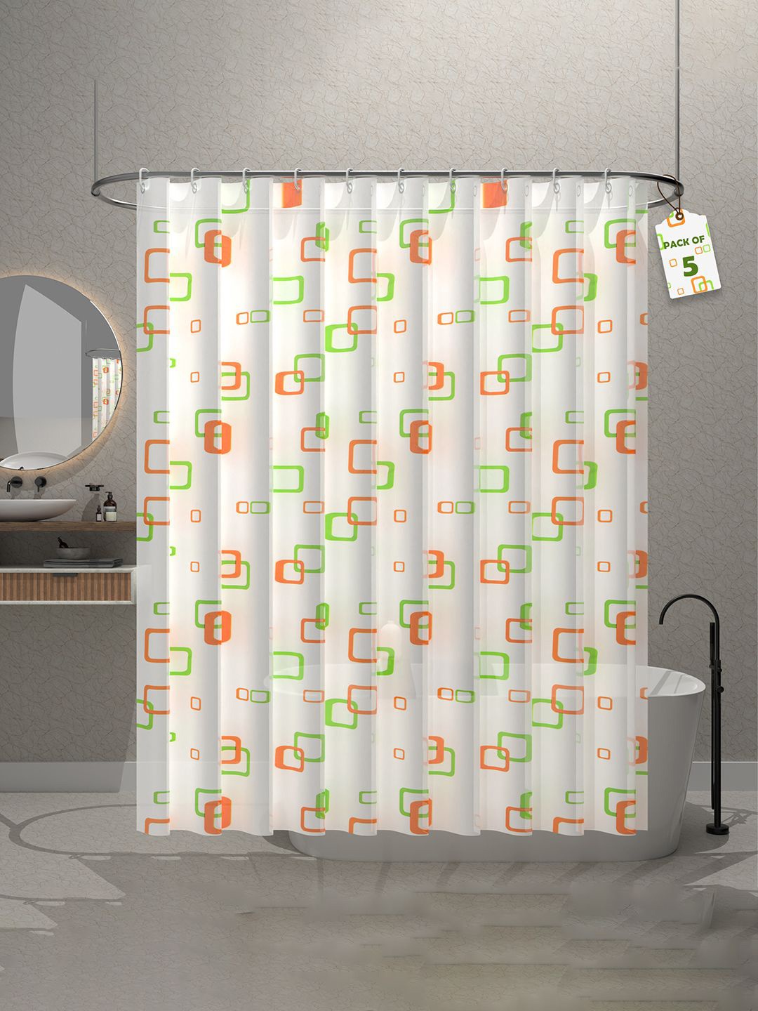 Kuber Industries White & Green 5 Pcs Block Printed Quick Dry Shower Curtains With 12 Rings
Kuber Industries White & Green 5 Pcs Block Printed Quick Dry Shower Curtains With 12 Rings