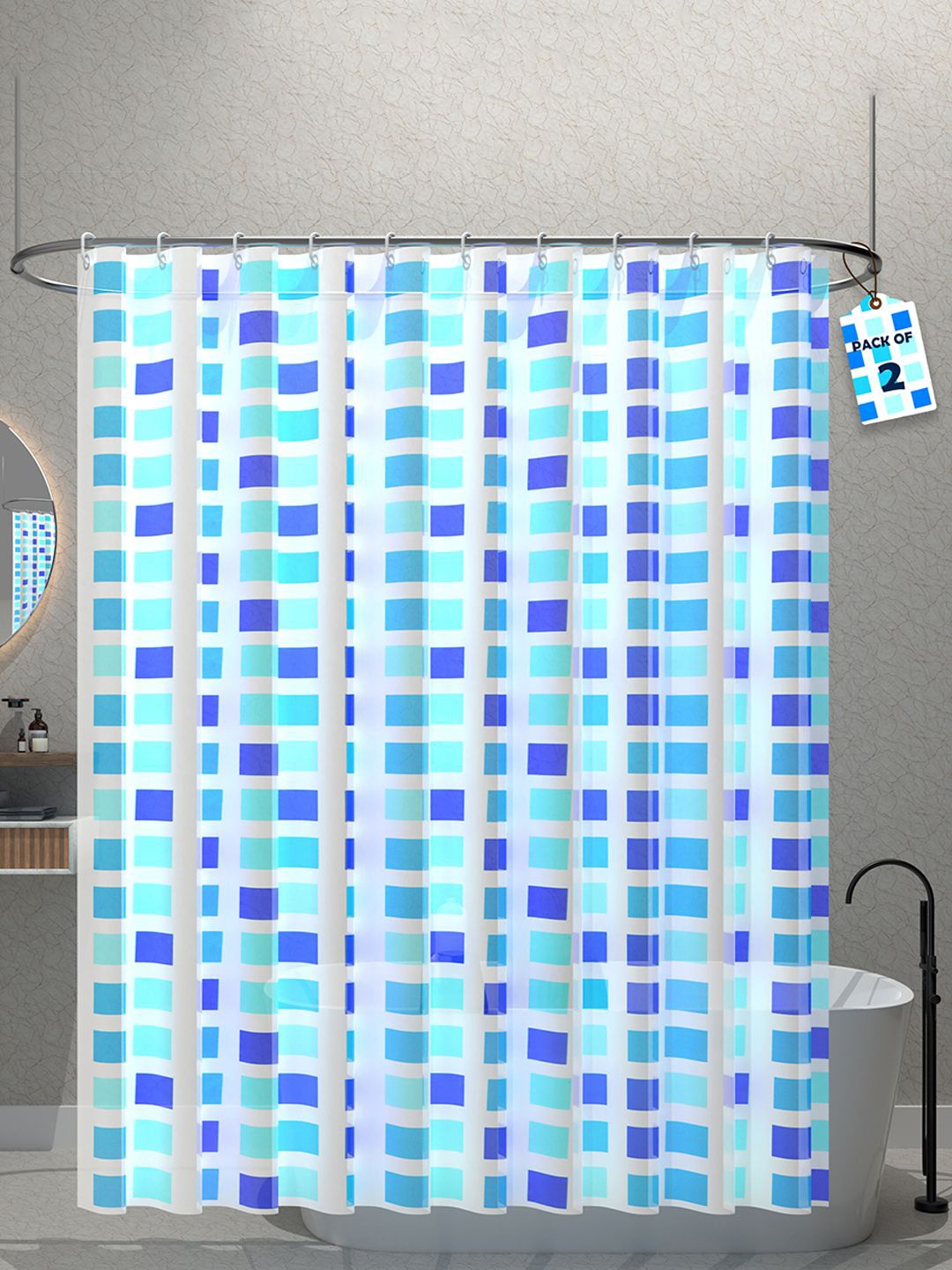 Kuber Industries 2-Pcs White & Blue Block Printed Quick Dry Shower Curtains With 12 Rings
Kuber Industries 2-Pcs White & Blue Block Printed Quick Dry Shower Curtains With 12 Rings
