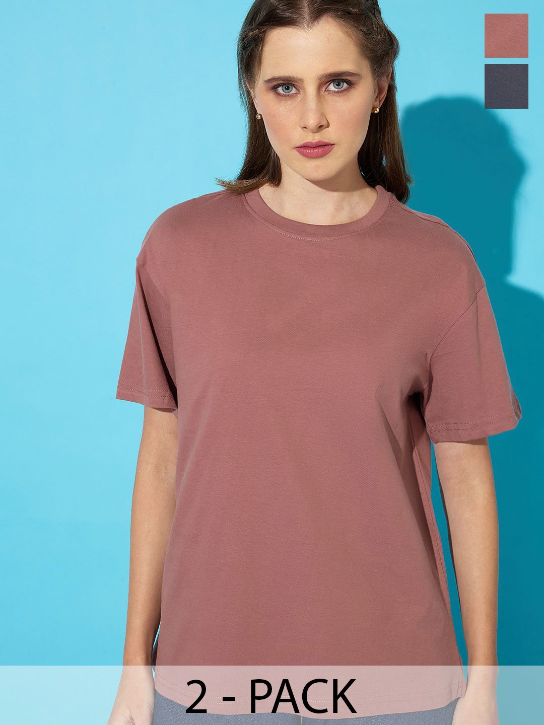 The Roadster Lifestyle Co. Women Pack Of 2 Solid Round Neck Cotton Relaxed Fit T-shirts, Grey
The Roadster Lifestyle Co. Women Pack Of 2 Solid Round Neck Cotton Relaxed Fit T-shirts, Grey