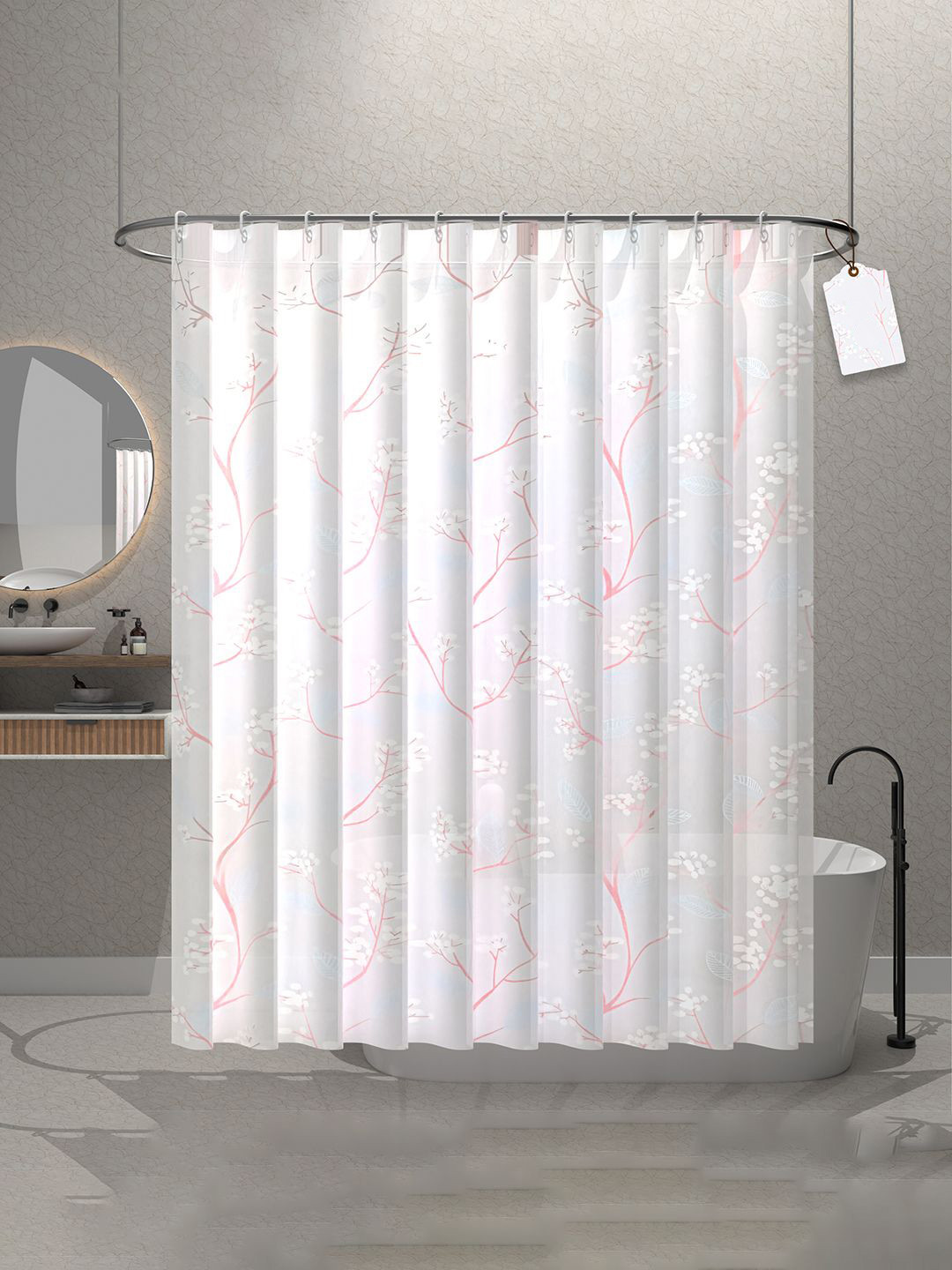 Kuber Industries White & Pink 6 Pieces Printed Shower Curtains 
Kuber Industries White & Pink 6 Pieces Printed Shower Curtains