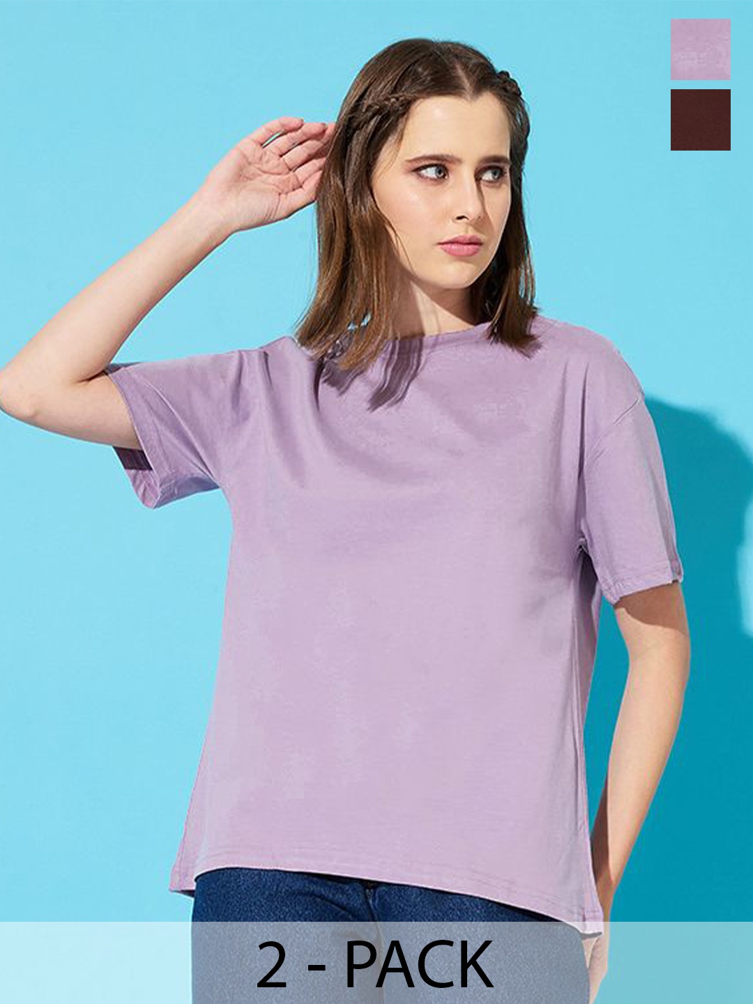 The Roadster Lifestyle Co. Women Pack Of 2 Solid Round Neck Cotton Relaxed Fit T-shirts, Maroon
The Roadster Lifestyle Co. Women Pack Of 2 Solid Round Neck Cotton Relaxed Fit T-shirts, Maroon