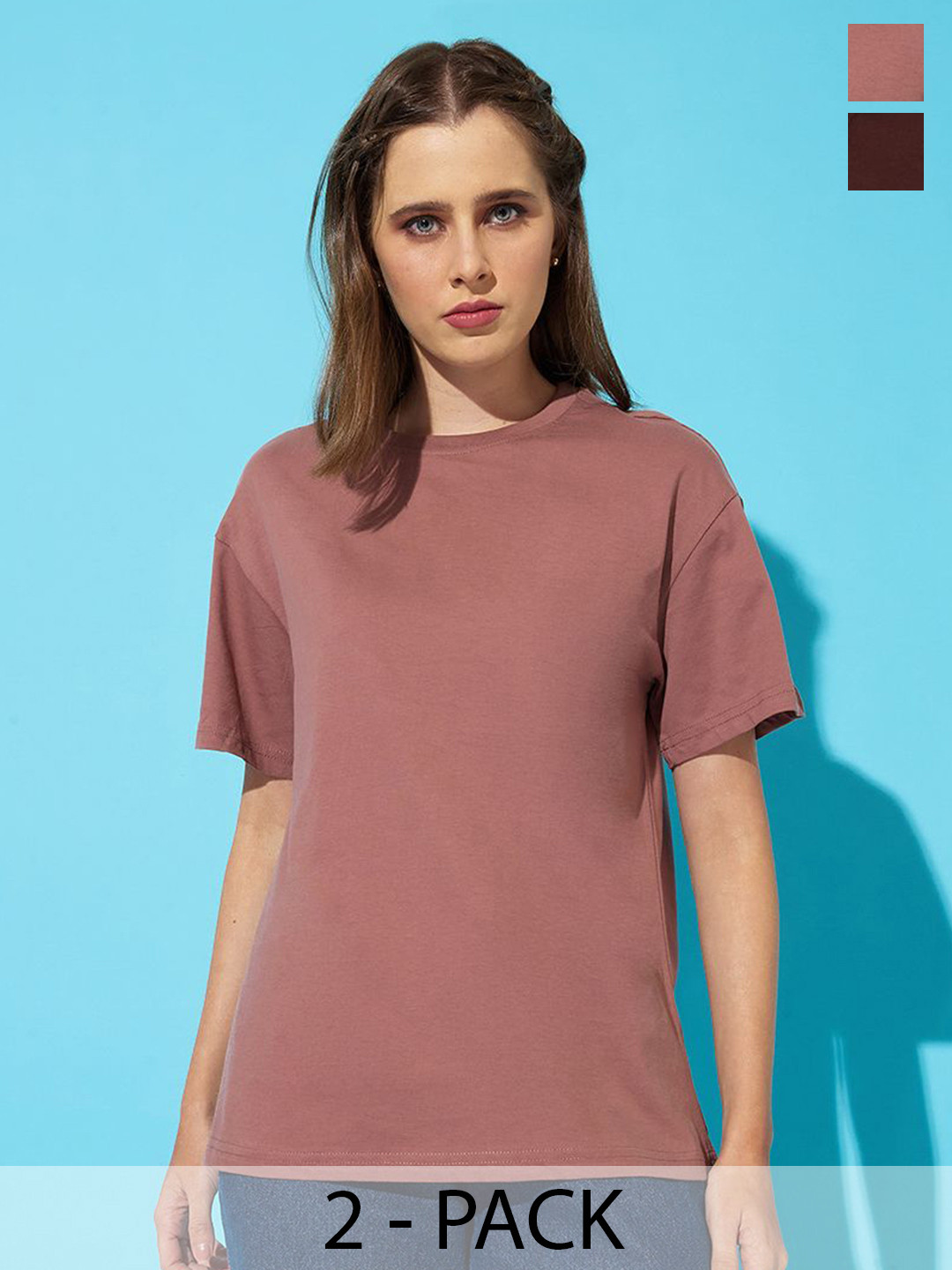 The Roadster Lifestyle Co. Women Pack Of 2 Solid Round Neck Cotton Relaxed Fit T-shirts, Mauve
The Roadster Lifestyle Co. Women Pack Of 2 Solid Round Neck Cotton Relaxed Fit T-shirts, Mauve