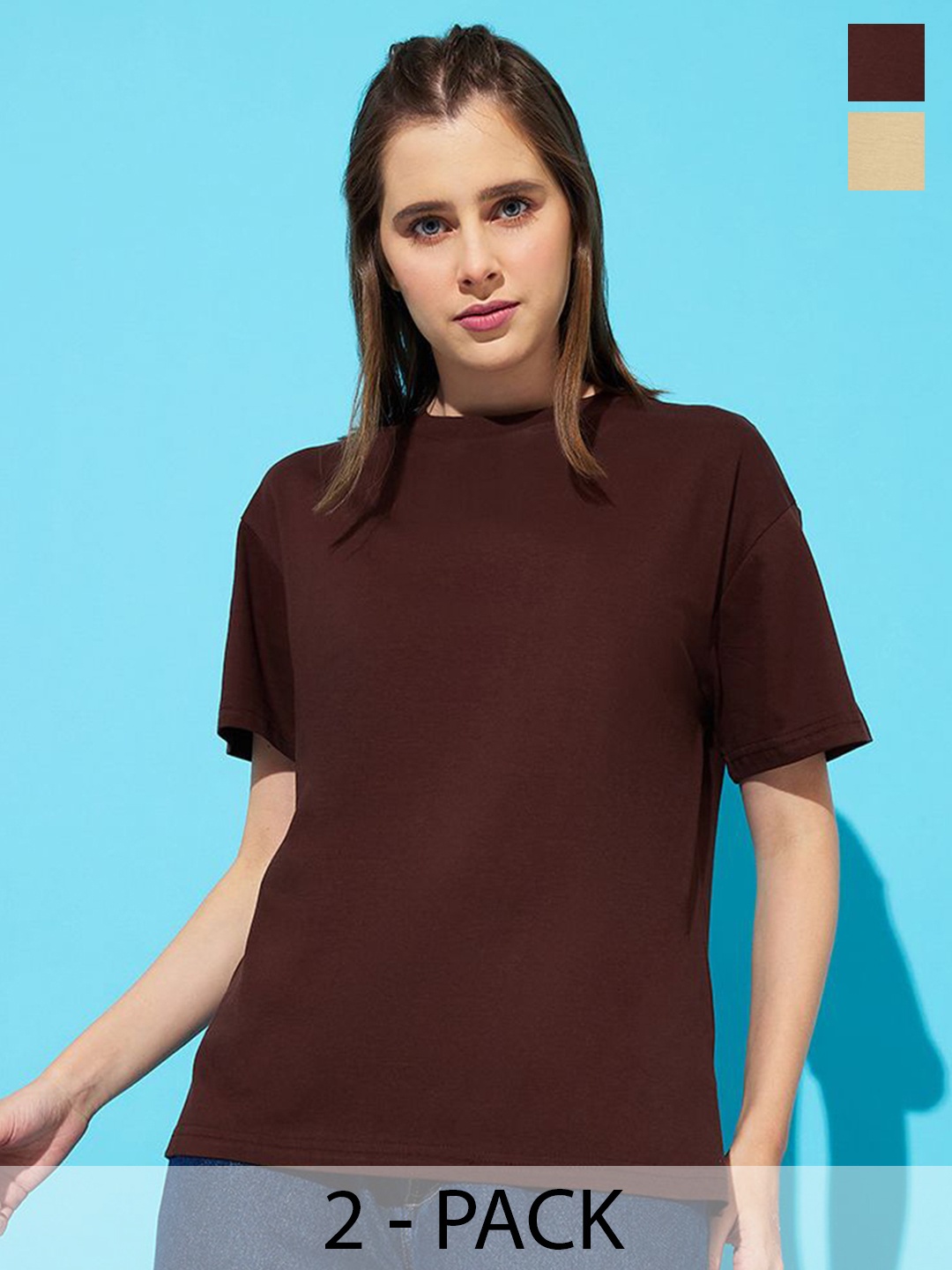 The Roadster Lifestyle Co. Women Pack Of 2 Solid Round Neck Cotton Relaxed Fit T-shirts, Beige
The Roadster Lifestyle Co. Women Pack Of 2 Solid Round Neck Cotton Relaxed Fit T-shirts, Beige