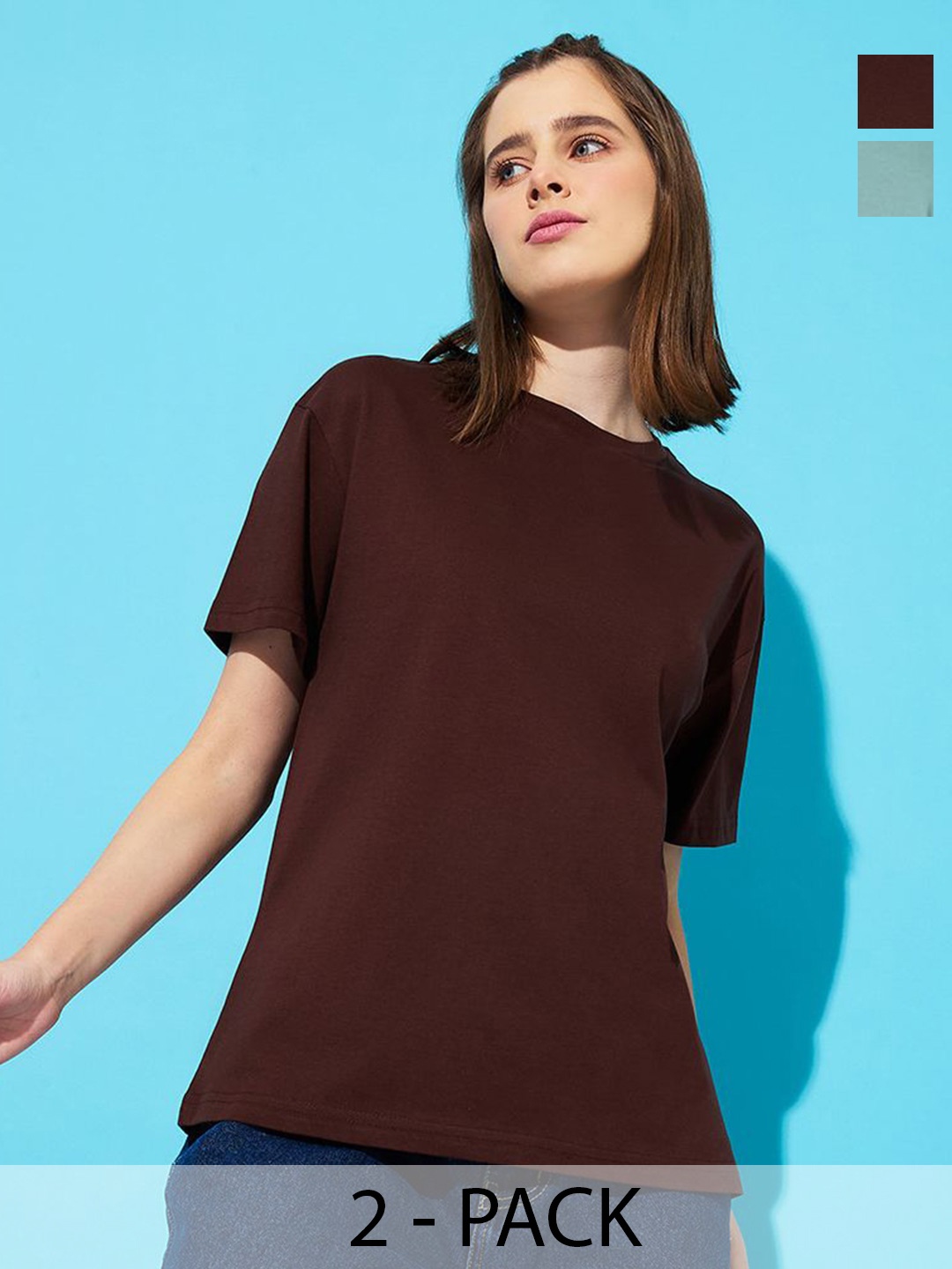 The Roadster Lifestyle Co. Women Pack Of 2 Solid Round Neck Cotton Relaxed Fit T-shirts, Green
The Roadster Lifestyle Co. Women Pack Of 2 Solid Round Neck Cotton Relaxed Fit T-shirts, Green