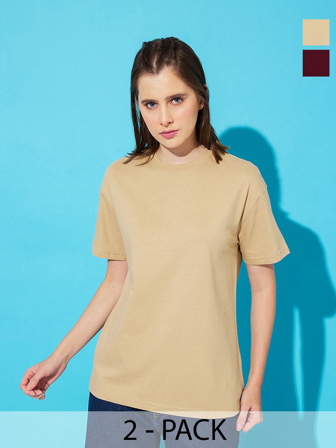 The Roadster Lifestyle Co. Women Pack Of 2 Solid Round Neck Cotton Relaxed Fit T-shirts, Beige
The Roadster Lifestyle Co. Women Pack Of 2 Solid Round Neck Cotton Relaxed Fit T-shirts, Beige