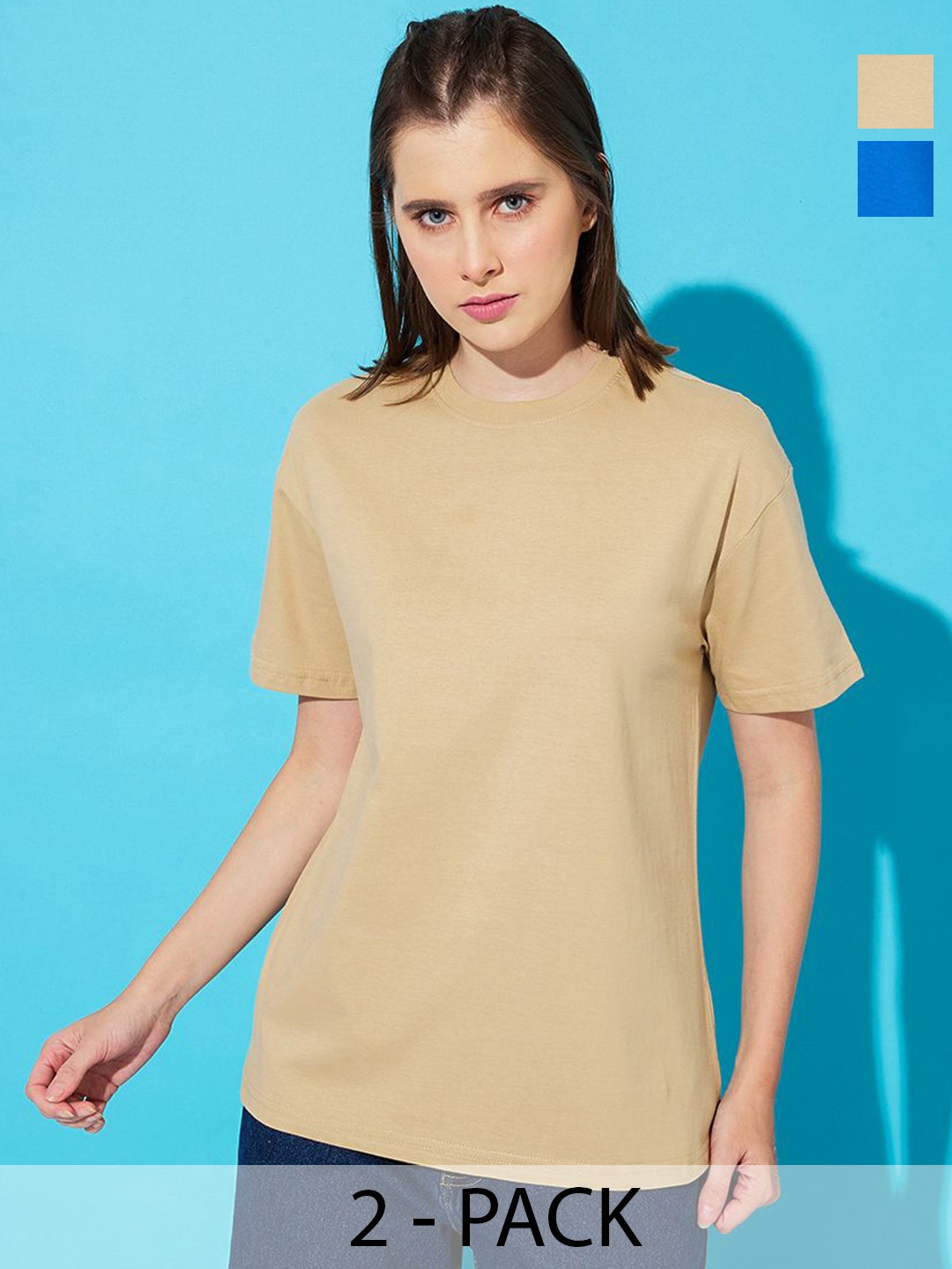 The Roadster Lifestyle Co. Women Pack Of 2 Solid Round Neck Cotton Relaxed Fit T-shirts, Beige
The Roadster Lifestyle Co. Women Pack Of 2 Solid Round Neck Cotton Relaxed Fit T-shirts, Beige