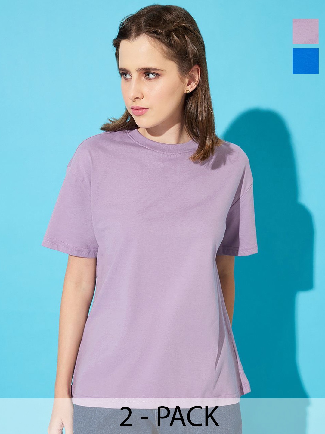 The Roadster Lifestyle Co. Women Pack Of 2 Solid Round Neck Cotton Relaxed Fit T-shirts, Blue
The Roadster Lifestyle Co. Women Pack Of 2 Solid Round Neck Cotton Relaxed Fit T-shirts, Blue