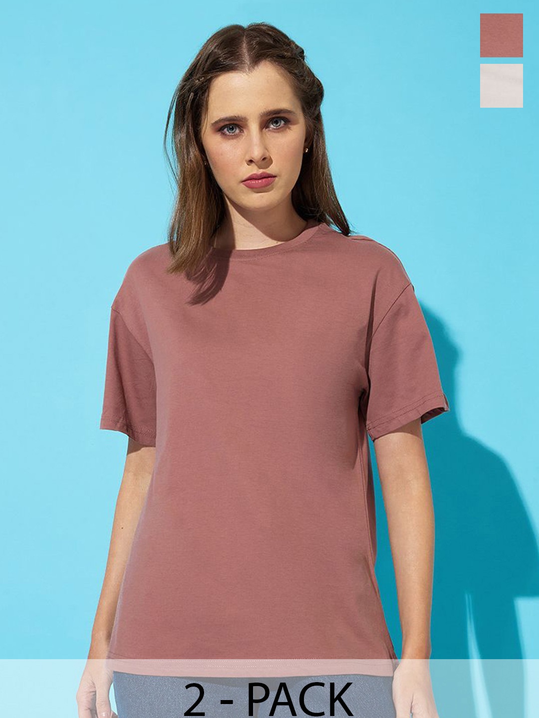 The Roadster Lifestyle Co. Women Pack Of 2 Solid Round Neck Cotton T-shirts, Off white
The Roadster Lifestyle Co. Women Pack Of 2 Solid Round Neck Cotton T-shirts, Off white