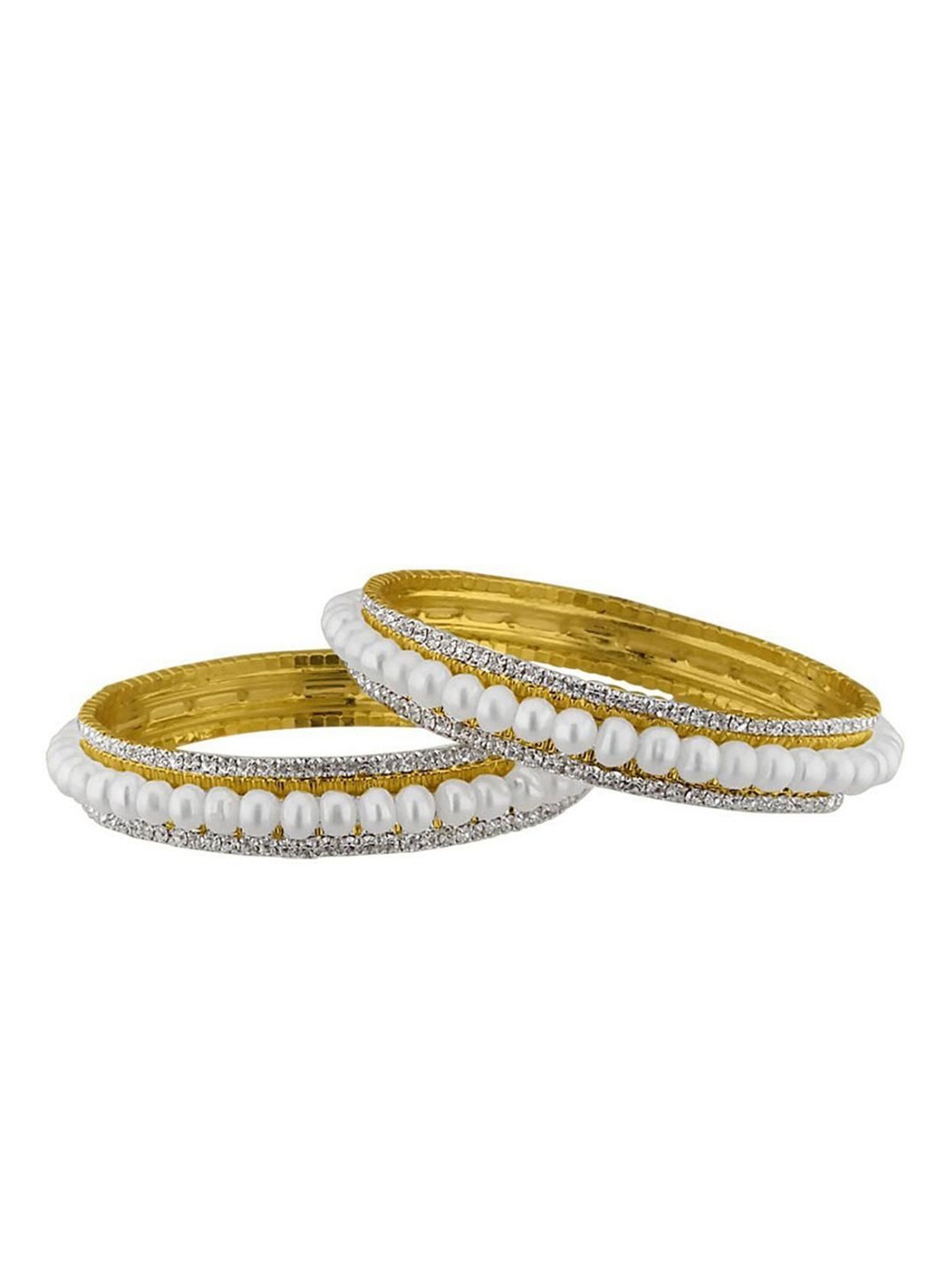 Sri Jagdamba Pearls Dealer Set Of 2 Gold-Plated Cubic Zirconia-Studded & Beaded Bangles
Sri Jagdamba Pearls Dealer Set Of 2 Gold-Plated Cubic Zirconia-Studded & Beaded Bangles