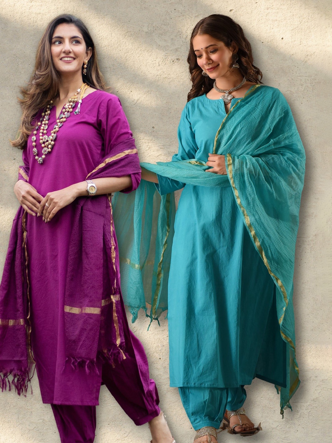 DIMPLE DESIGN STUDIO Set Of 2 Pure Cotton Kurtas with Salwars & With Dupattas, Purple
DIMPLE DESIGN STUDIO Set Of 2 Pure Cotton Kurtas with Salwars & With Dupattas, Purple