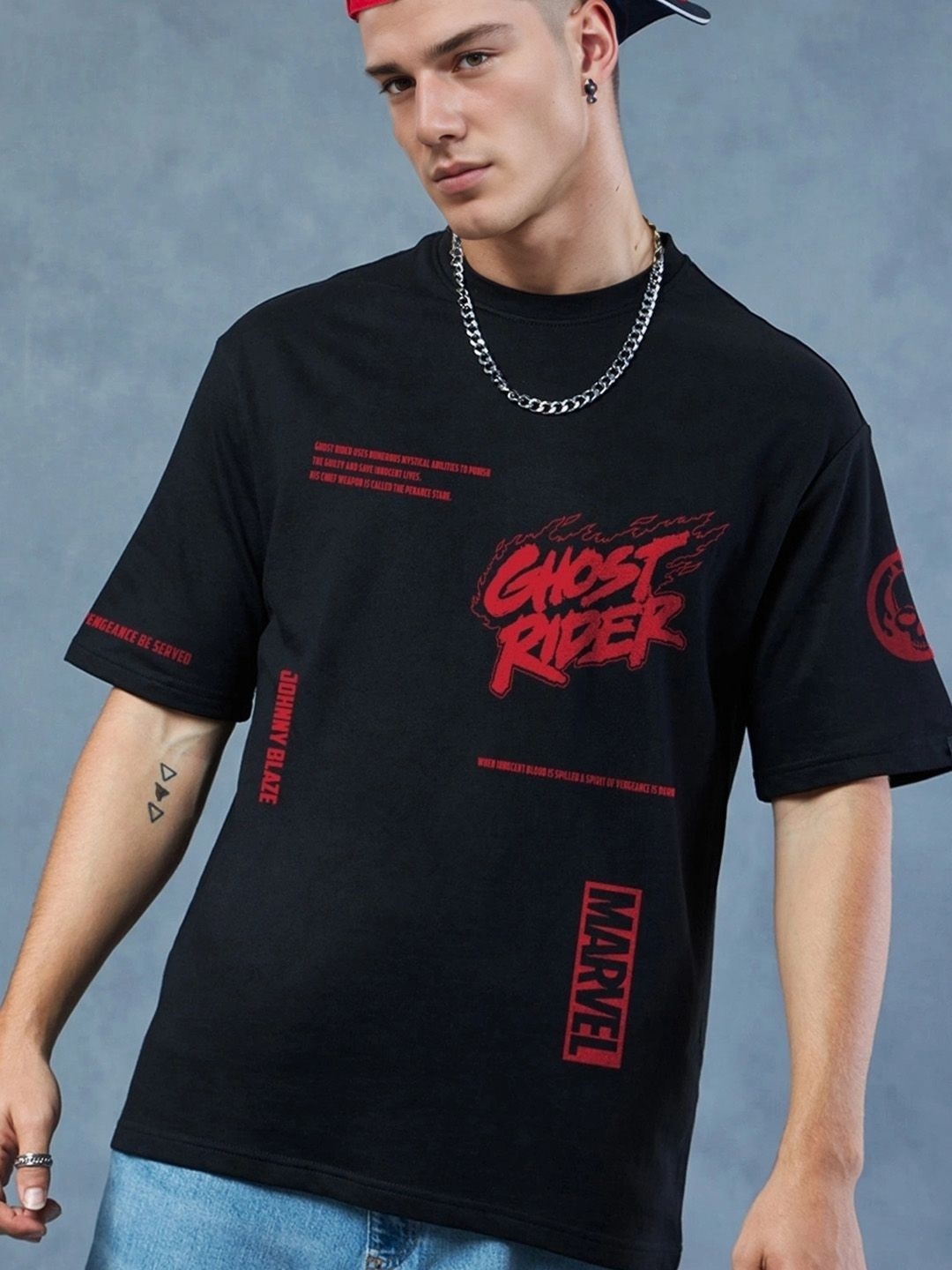 Hikabae Men Ghost Rider Bio Finish Typography Printed Round Neck Cotton Oversized T-shirt, Black
Hikabae Men Ghost Rider Bio Finish Typography Printed Round Neck Cotton Oversized T-shirt, Black