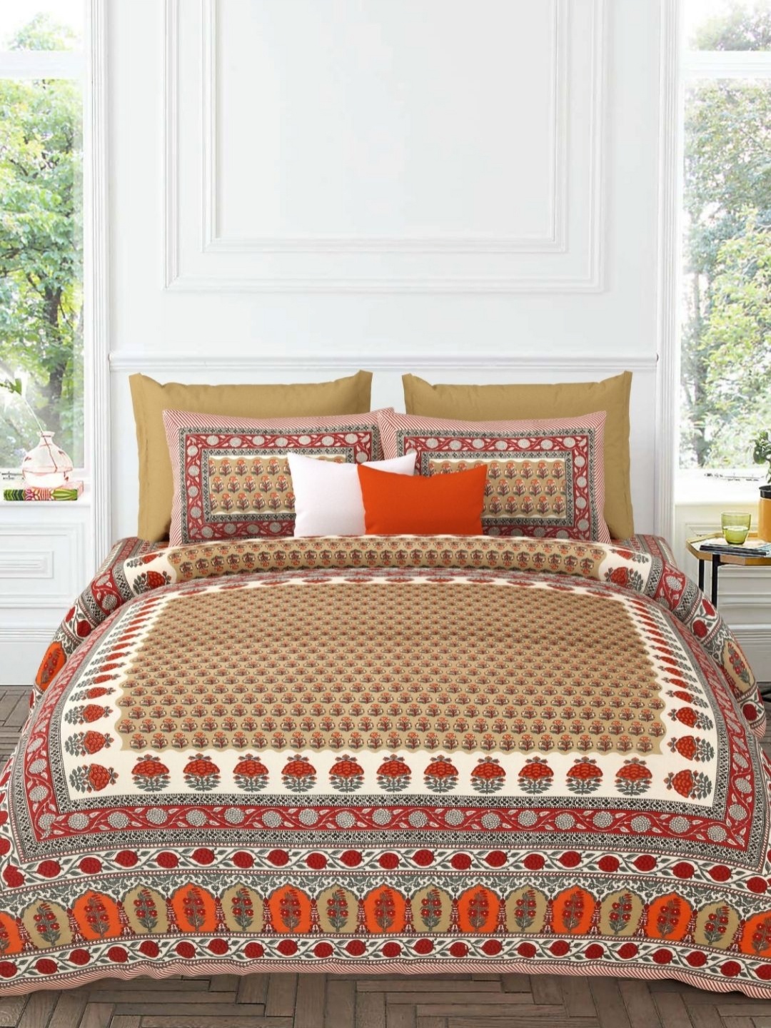 LIVING ROOTS Red Label Beige Floral Pure Cotton 250 TC King Bedsheet Set-2.64 m x 2.64 m
LIVING ROOTS Red Label Beige Floral Pure Cotton 250 TC King Bedsheet Set-2.64 m x 2.64 m