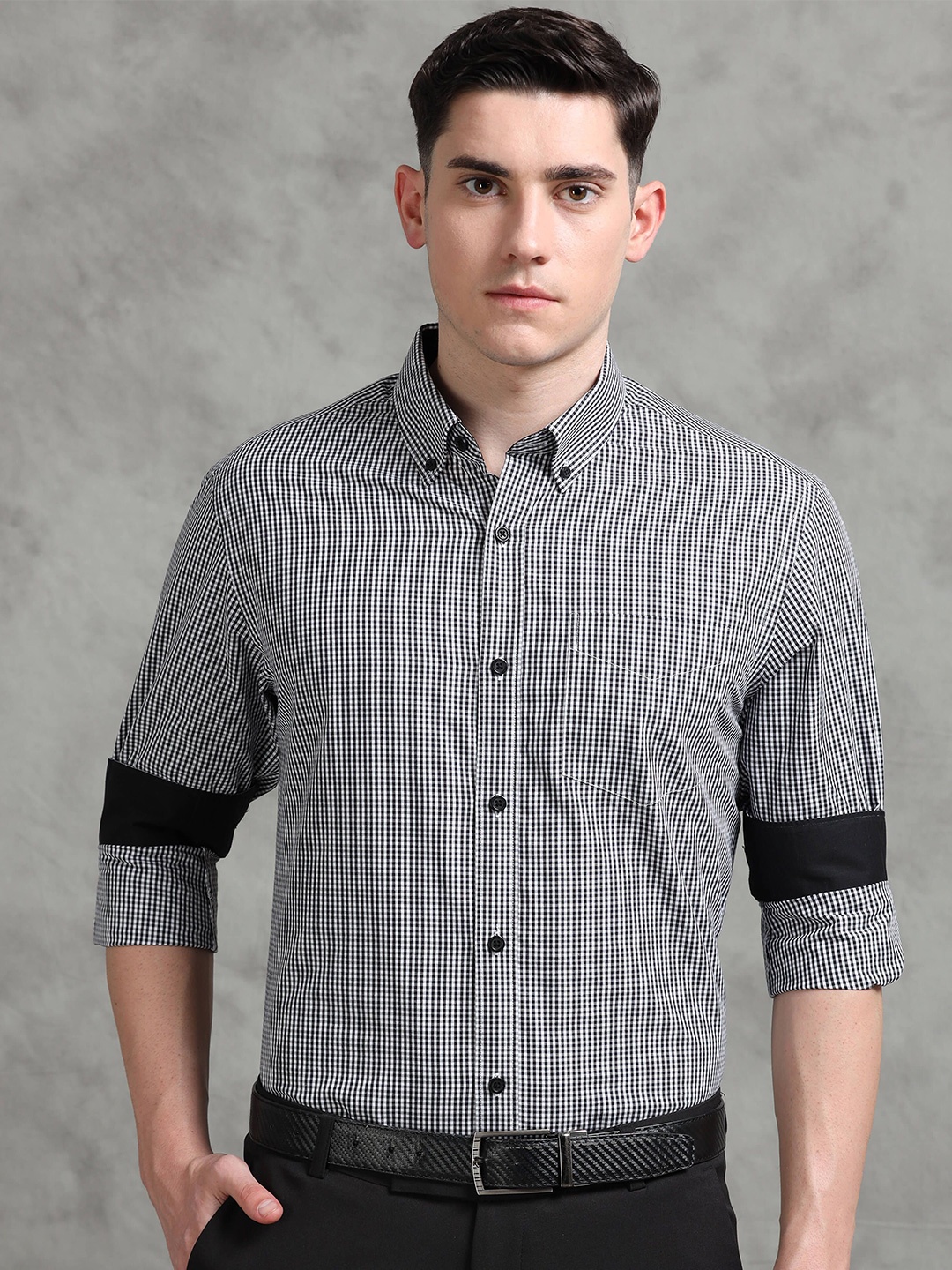 THE FORMAL CLUB Men Premium Button-Down Collar Micro Checked Cotton Formal Shirt, Black
THE FORMAL CLUB Men Premium Button-Down Collar Micro Checked Cotton Formal Shirt, Black