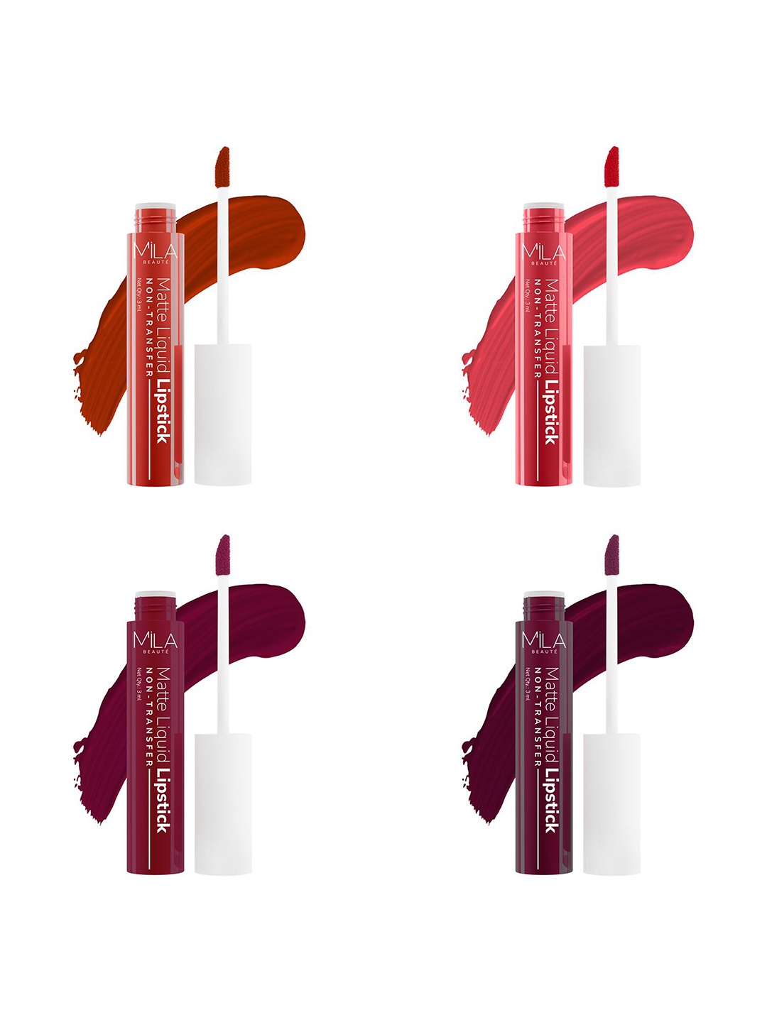 MILA BEAUTE Set Of 3 Matte Liquid Lipstick - 3 ml Each - Shade 602 - 609 - 607 - 606, Red
MILA BEAUTE Set Of 3 Matte Liquid Lipstick - 3 ml Each - Shade 602 - 609 - 607 - 606, Red