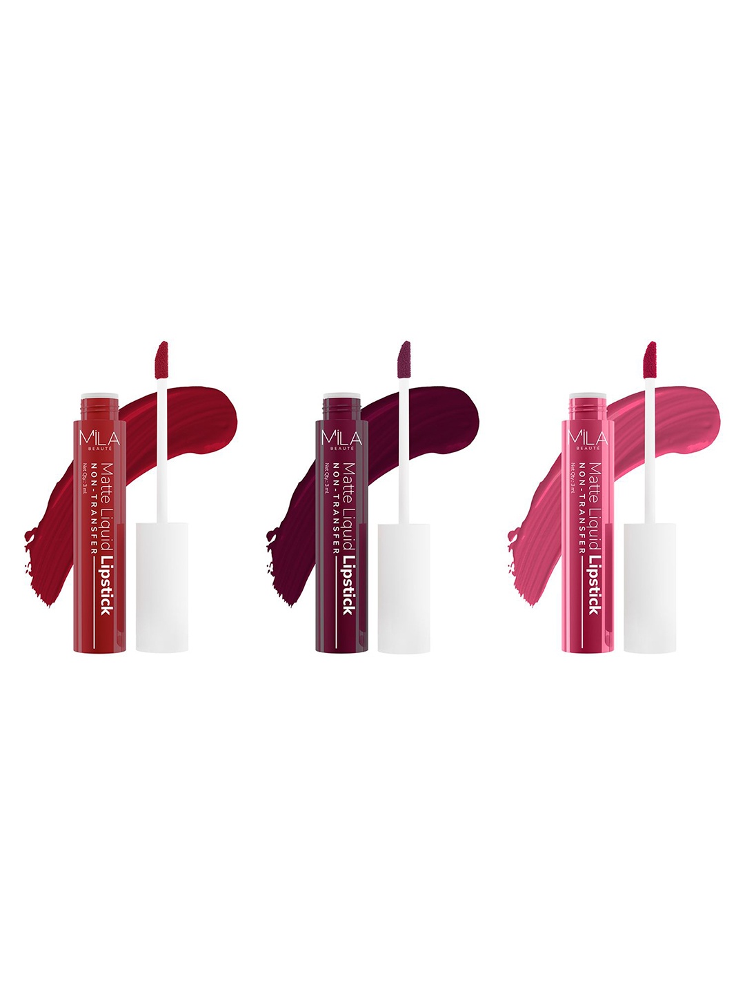 MILA BEAUTE Set Of 3 Non Transfer Long Lasting Liquid Lipstick- 3 ml Each- 604 - 606 - 616, Red
MILA BEAUTE Set Of 3 Non Transfer Long Lasting Liquid Lipstick- 3 ml Each- 604 - 606 - 616, Red