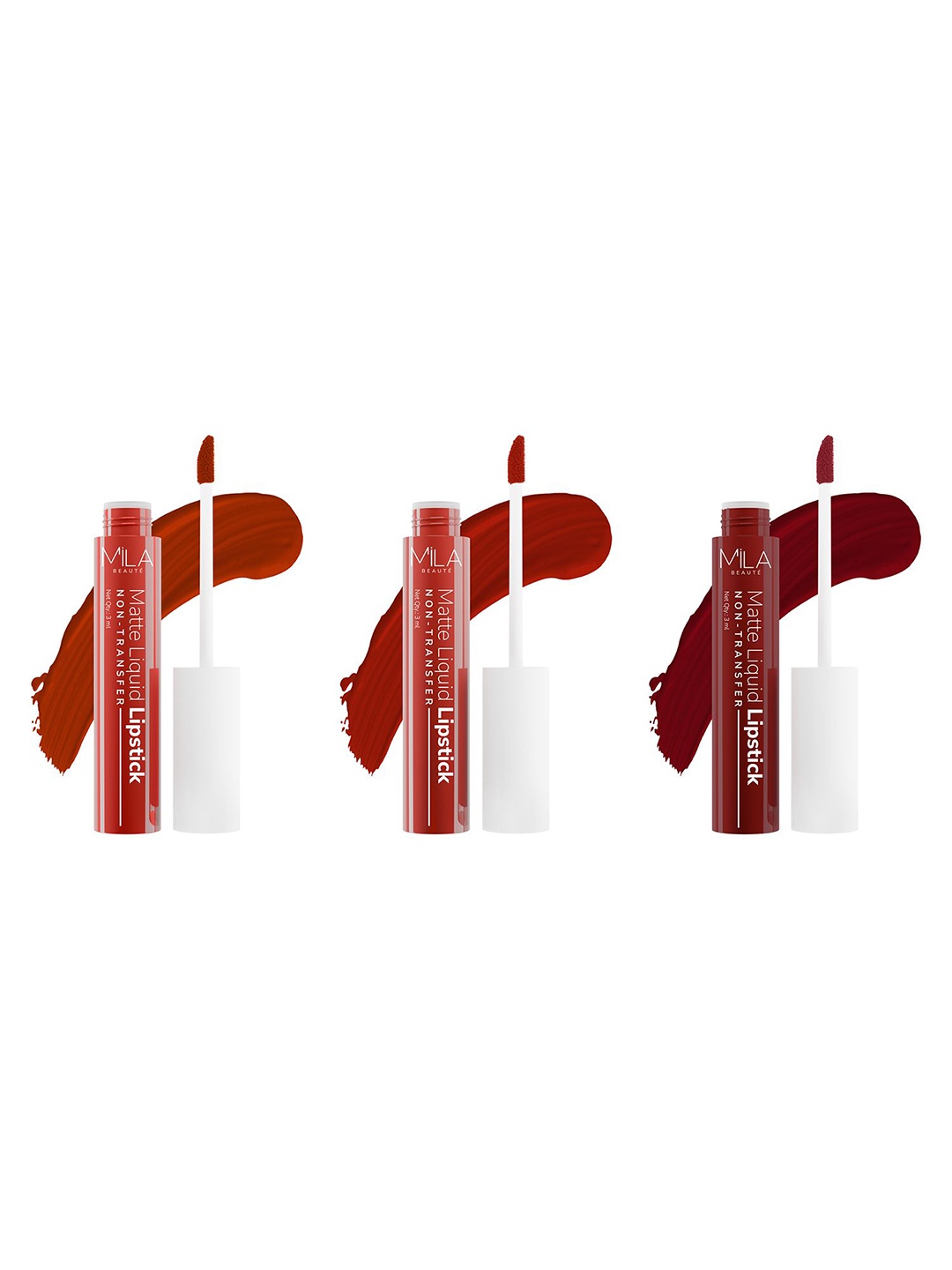 MILA BEAUTE Set Of 3 Matte Liquid Lipstick - 3 ml Each -Ooh Lala-Noor Inayat-Light My Fire, Red
MILA BEAUTE Set Of 3 Matte Liquid Lipstick - 3 ml Each -Ooh Lala-Noor Inayat-Light My Fire, Red