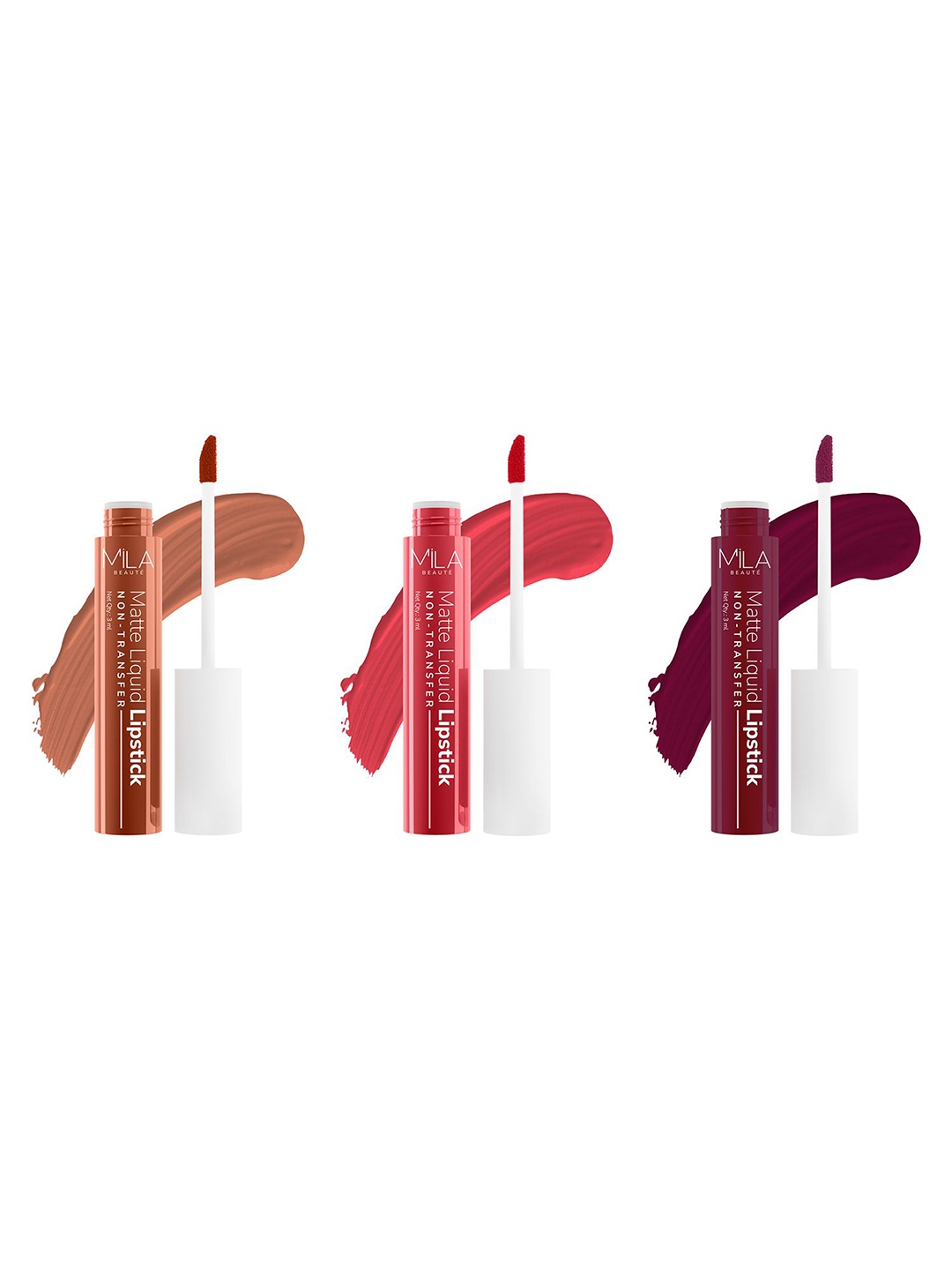 MILA BEAUTE Set Of 3 Matte Liquid Lipstick - 3 ml Each-Caramel Nude-Baby Buff-Spell Bound
MILA BEAUTE Set Of 3 Matte Liquid Lipstick - 3 ml Each-Caramel Nude-Baby Buff-Spell Bound